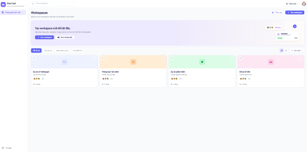Quản lý Không gian làm việc (Workspaces) đa dự án