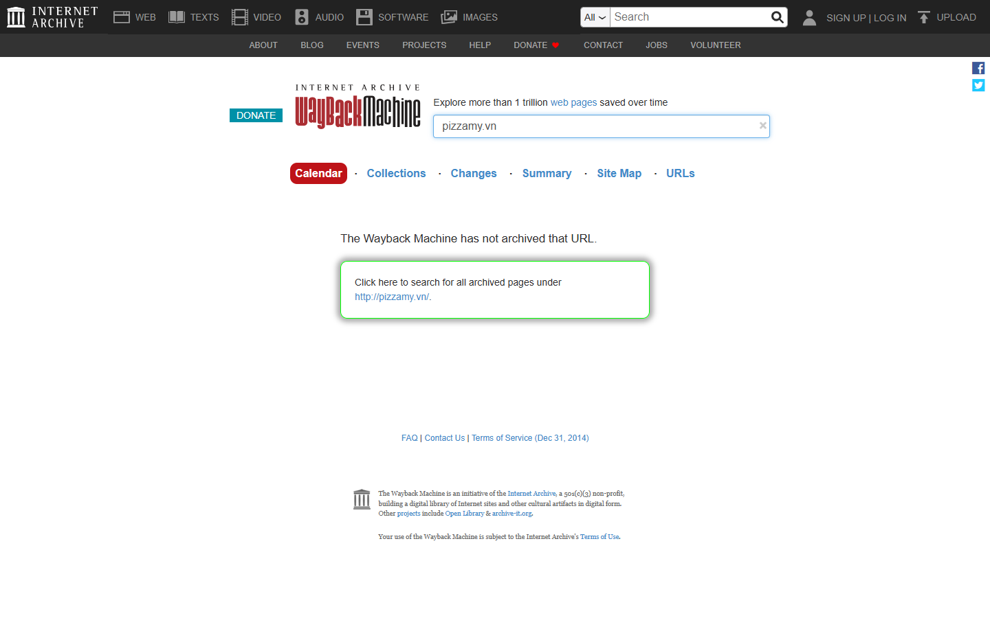 Bản chụp lưu trữ đặt món online, giỏ hàng LocalStorage & tracking Pizza Mỹ (Wayback Machine)